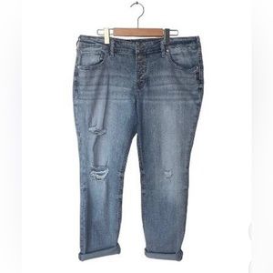 Silver Boyfriend Button fly Distressed Jeans